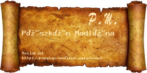 Pászkán Madléna névjegykártya